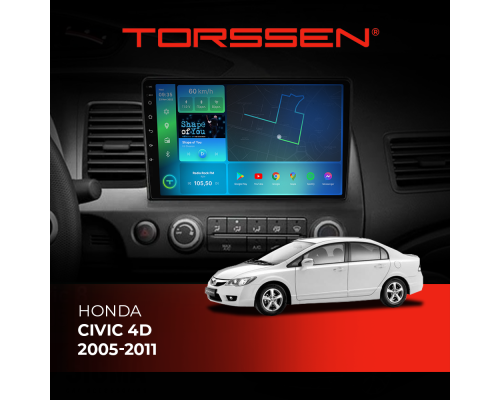 Штатная магнитола Torssen Honda Civic 4D 2005-2011 F106128 4G Carplay