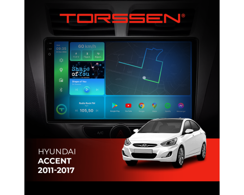 Штатная магнитола Torssen 2K Hyundai Accent 2011-2017 FL9 4+64Gb 4G Carplay DSP