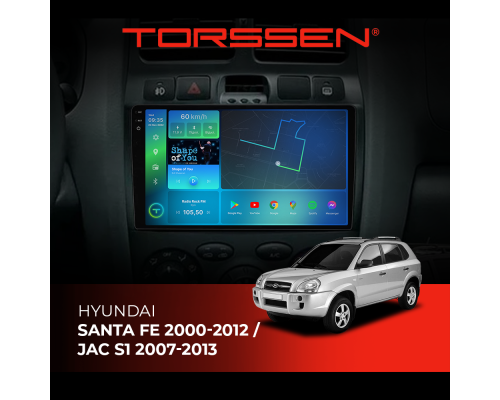 Штатная магнитола Torssen 2K Hyundai Santa Fe 00-12 / Jac S1 07-13 FL9 4+64Gb 4G Carplay DSP