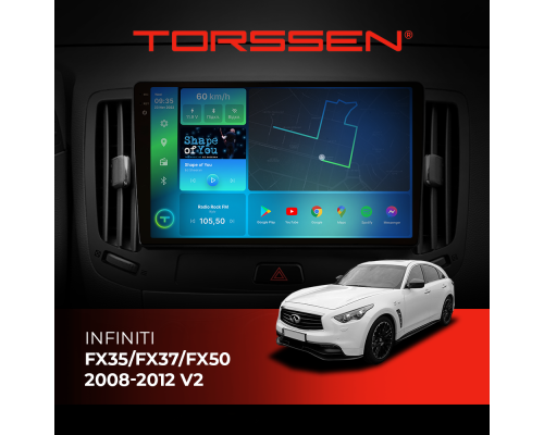 Штатна магнітола Torssen 2K DTS Infinity FX35/FX37/FX50 2008-2012 V2 F9432 4G Carplay DSP