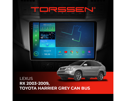 Штатная магнитола Torssen 2K Lexus RX 03-09,Toyota Harrier Grey CAN BUS F10332 4G Carplay DSP