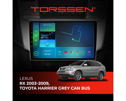 Штатная магнитола Torssen Lexus RX 03-09,Toyota Harrier Grey CAN BUS F10464 4G Carplay DSP