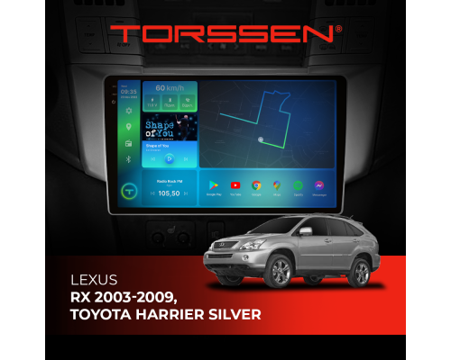 Штатна магнітола Torssen 2K DTS Lexus RX 03-09, Toyota Harrier Silver F9432 4G Carplay DSP