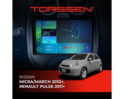 Штатна магнітола Torssen 2K DTS Nissan Micra/March 2010+, Renault Pulse 2011+ F9432 4G Carplay DSP