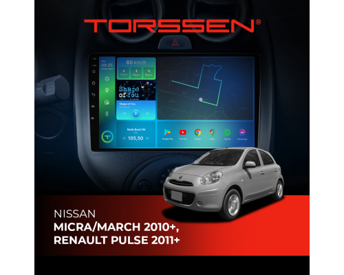 Штатная магнитола Torssen Nissan Micra/March 2010+, Renault Pulse 2011+ F96128 4G Carplay DSP