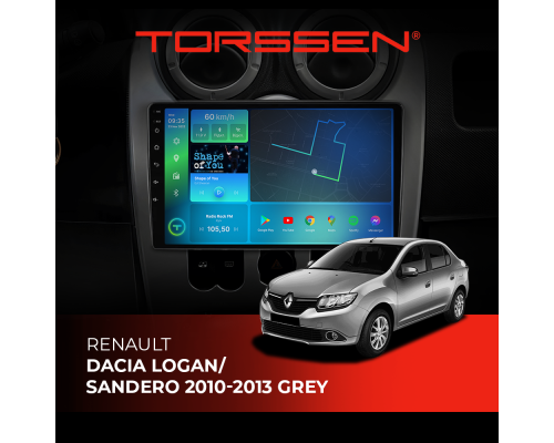 Штатна магнітола Torssen Renault Dacia Logan/Sandero 10-13 grey F9332 4G Carplay DSP