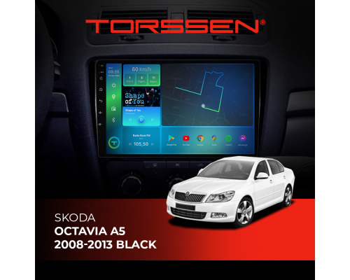 Штатная магнитола TORSSEN Skoda Octavia A5 08-13 black F10464 4G